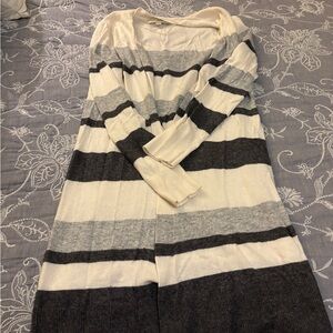 Loft Striped Gray and White Women's Sweater